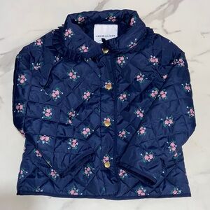Janie and Jack Navy Quilted Floral Puffer Jacket size 3-4 Year Old
